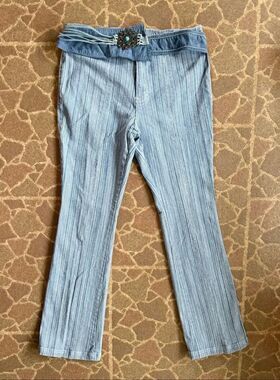 Vintage Revolt Jeans 90s Y2K No Back Pockets Sz 12 Pinstripe